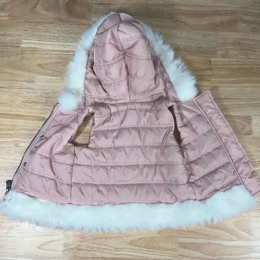 Lilly Wicket, Zip Up Puffer Vest, Faux Fur Lined Hood, Girls Toddler Baby 12M